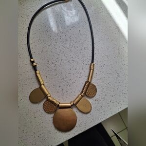 Madewell Gold Statement Necklace with Black Cord